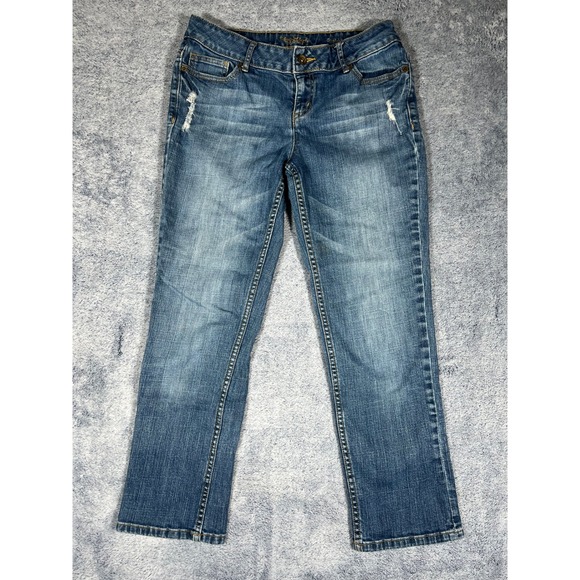 Denim - Simply Vera Vera Wang Womens Straight Leg Jeans Medium Wash Distressed Size 6